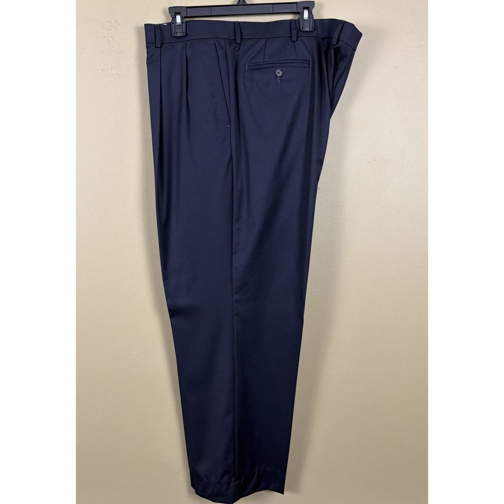 Paul Frederick Black Dress Pants 100% Worsted Wool  46W Pleated